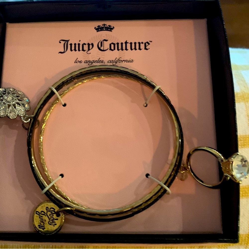 New juicy couture bangle charm bracelet “diamond ring” bride wedding, bridesmaid